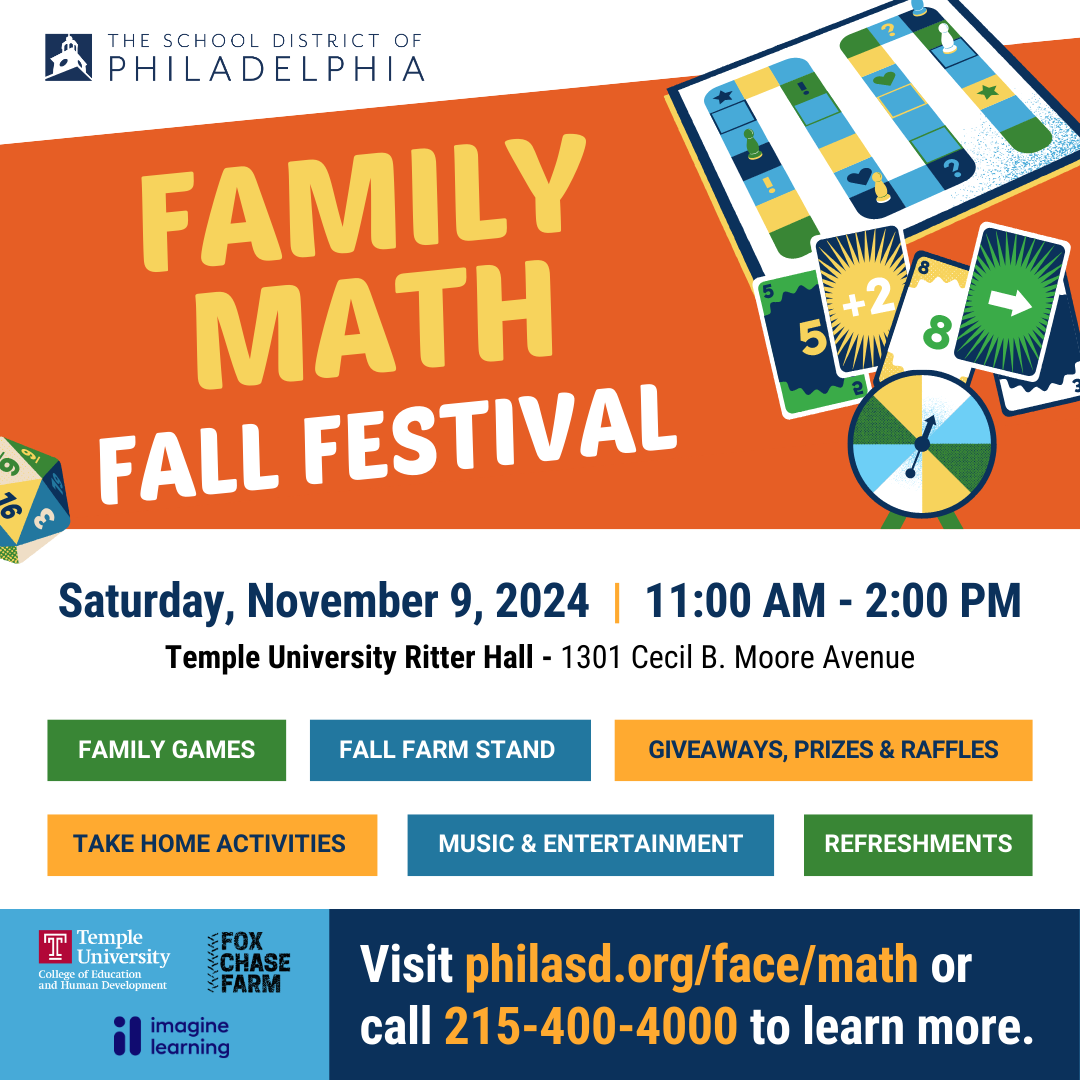 Family math fall festival Saturday - November 9th 11:00 AM - 2:00 PM